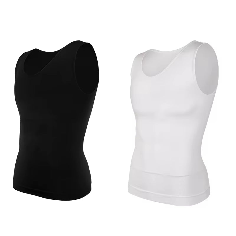 Compression Shirts Men Tummy Control Shapewear Compression Shirt Flat Belly Abdomen Slim Vest Waist Trainer Fitness Workout